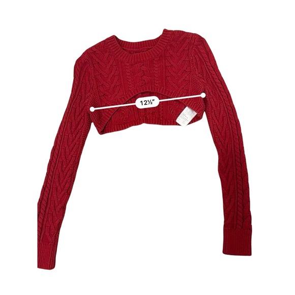 Abercrombie & Fitch Limited Edition Red Cable Knit Crop Sweater Set S - Picture 7 of 8